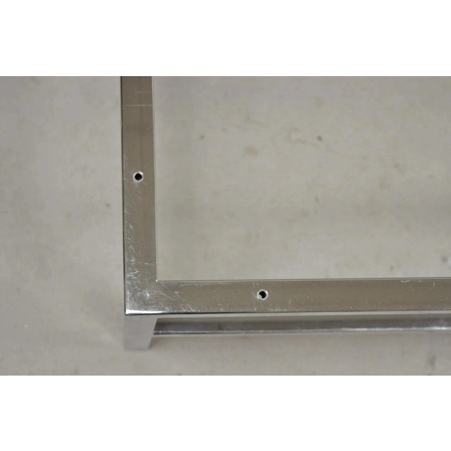 Metal Vintage Mid Century Modern Milo Baughman Style Chrome Glass Square Coffee Table For Sale - Image 7 of 12