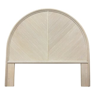 Queen Size Coastal Pencil Reed Style Faux Bamboo Arched Headboard For Sale