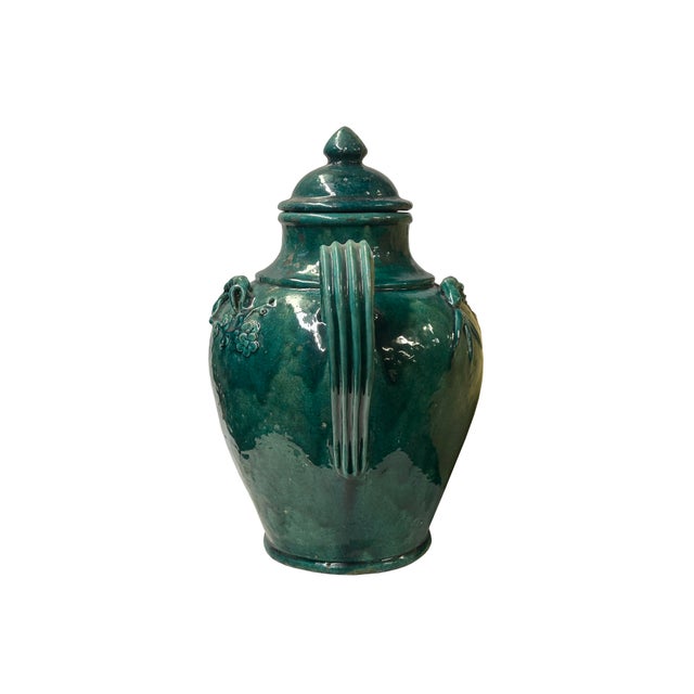 Chinese Chinese Dark Teal Green Wine Medicine Herbs Storage Ceramic Jar For Sale - Image 3 of 13