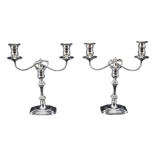 Antique Sterling Silver Candelabras attributed to Elkington & Co., 1903, Set of 2 For Sale
