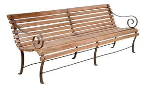 Outdoor Bench in Solid Wood and Iron