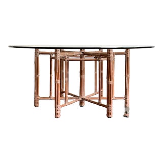 Vintage Bundled Rattan Dining Table After McGuire For Sale