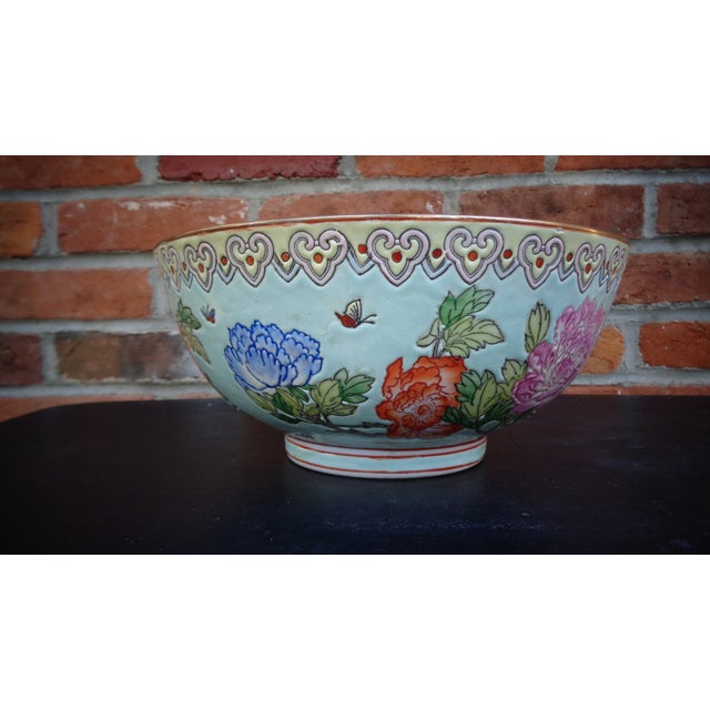 Japanese Oriental Floral Butterfly Decorative Bowl Chairish