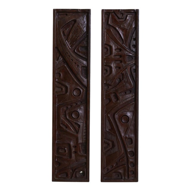 Italian Carved Wooden Wall Panel by Gianni Pinna, 1970s For Sale