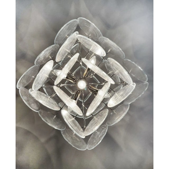 Murano Italian Murano Chandelier, 36 Iridescent Disks For Sale - Image 4 of 9