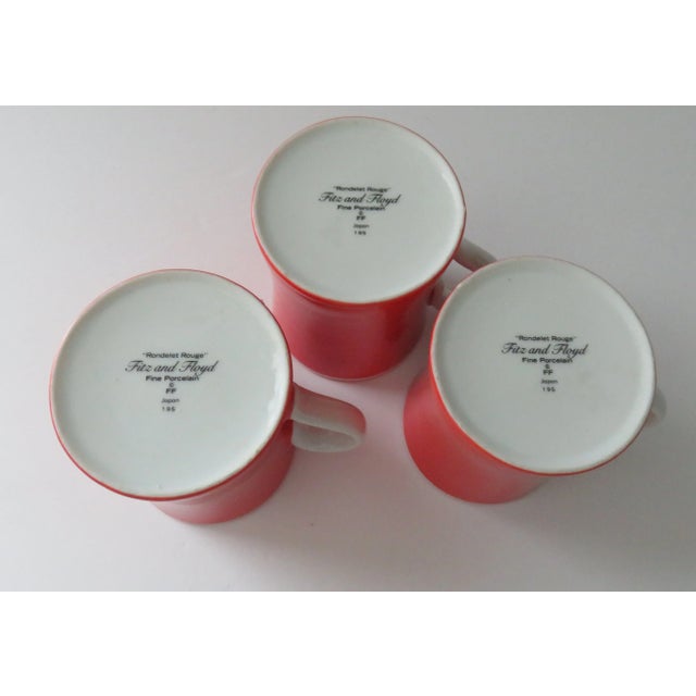 Late 20th Century Late 20th Century Fitz & Floyd Rondelet Rouge Red Porcelain Cup Mug, Japan 195- Set of 3 For Sale - Image 5 of 8