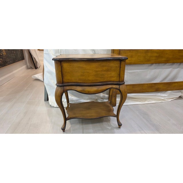 Brown Late 20th Century Pair of French Provincial Style Nightstands With Handpainted Decor by Butler Specialty Co For Sale - Image 8 of 10