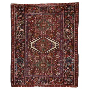 Early 20th Century Antique Persian Karaja Heriz Rug - 3′6″ × 4′5″