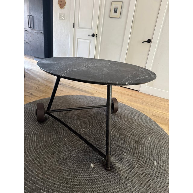 Early 20th Century Iron and Marble Antique Dining Table For Sale - Image 5 of 7