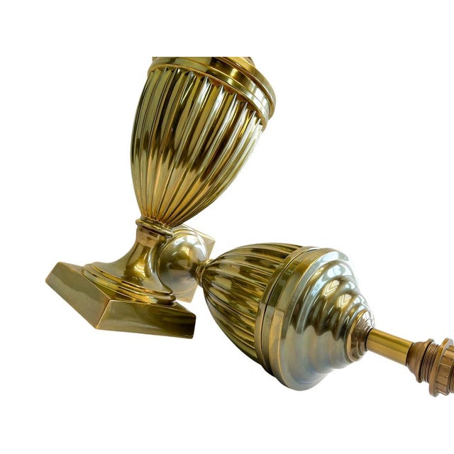 1970s Large Empire Brass Urn Shaped Table Lamps from Kullmann, 1970s, Set of 2 For Sale - Image 5 of 11