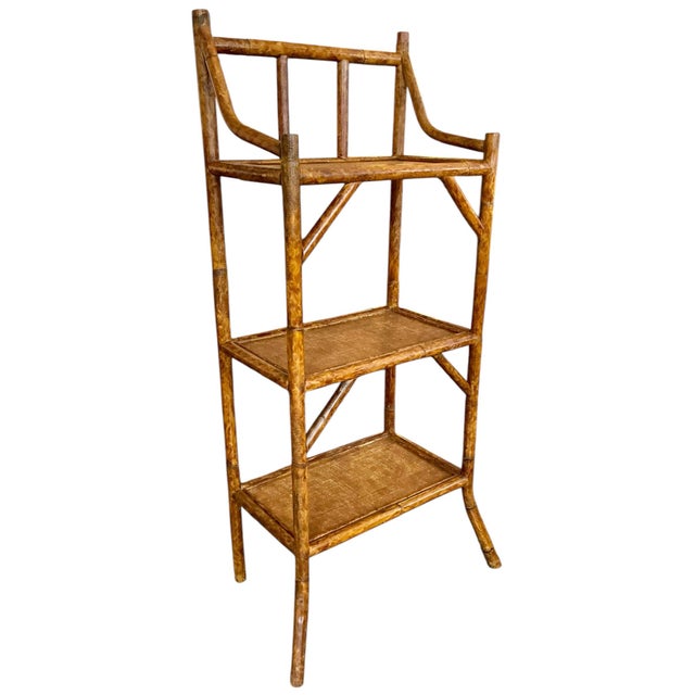 1970s Vintage Rattan & Seagrass Bookcase Etagere For Sale - Image 10 of 12