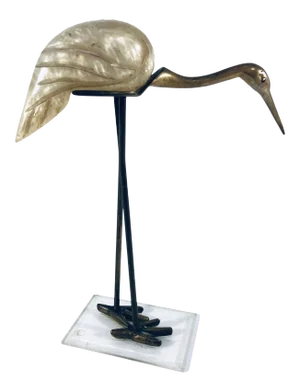 Brazilian Modern Brass & Resin Egret Sculpture, 1950s