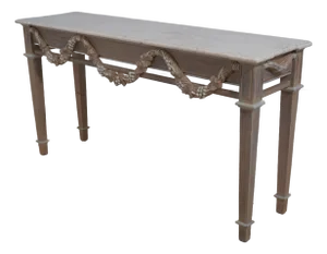 Italian Neoclassical Travertine Granite Top Console Table