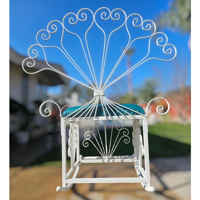 Vintage Wrought Iron Peacock Rocking Chair For Sale - Image 17 of 17