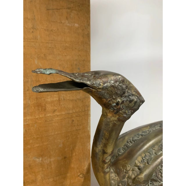 Vintage Abstract Bird Sculpture by Gene Wojtas on Wood Board Plinth
