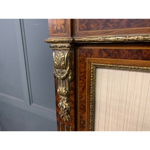 Brown Antique French Inlaid Mahogany and Amboyna Bookcase, 1880 For Sale - Image 8 of 18