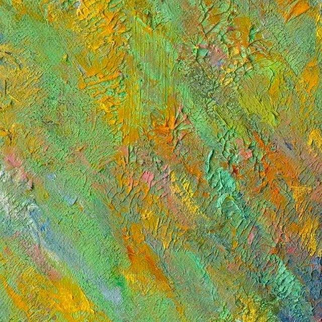 "It Starts With One Single Seed" Original Kim Ahonoukoun Abstract Green Oil Painting on Canvas From the Secret Garden Collection For Sale - Image 4 of 4