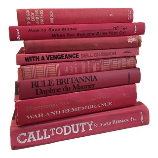 Vintage Red Bookstack Library Book Bright Hardback For Sale