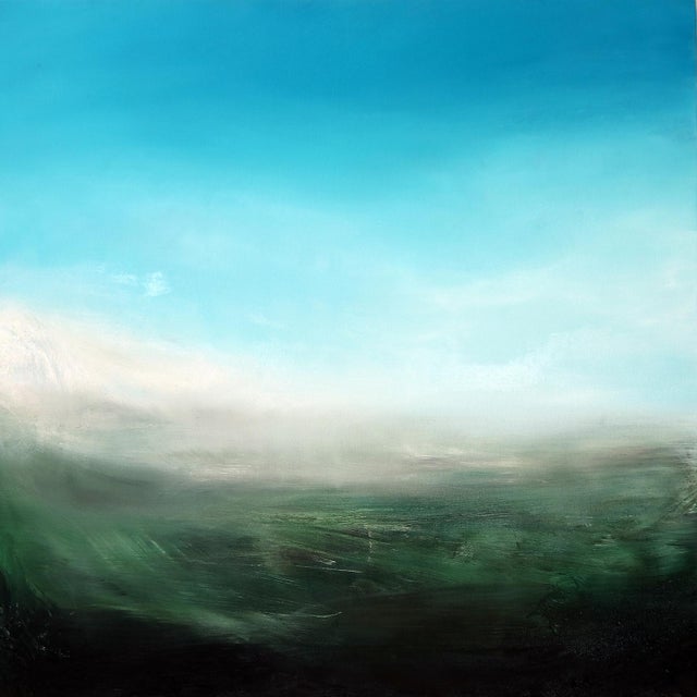"Sea Mist No.2" - Coastal Abstract Landscape Oil Painting on Canvas For Sale
