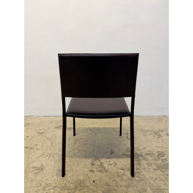 Eggplant Leather Wrapped Dining Chairs by Frag, Italy 2000s - Set of Four For Sale - Image 8 of 18