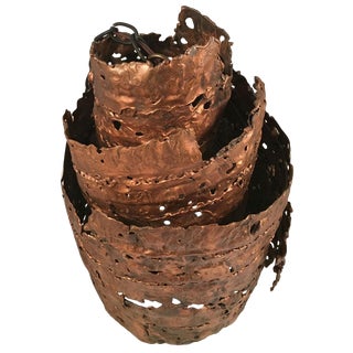 1970s Large Copper Brutalist Pendant For Sale