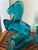 Peacock Blue Glass Rearing Horse Statues From 1940’s Art Deco, a Pair For Sale - Image 4 of 6