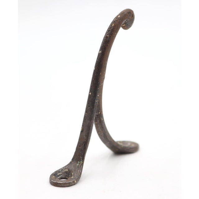 Traditional Vintage One Arm Curved Black Cast Iron Wall Hook For Sale - Image 3 of 4