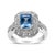 Contemporary .925 Sterling Silver Diamond Accent and 8X6 mm Emerald-Shape Blue Topaz Ring (I-J Color, I2-I3 Clarity) - Ring - Size 6.5 For Sale - Image 3 of 6