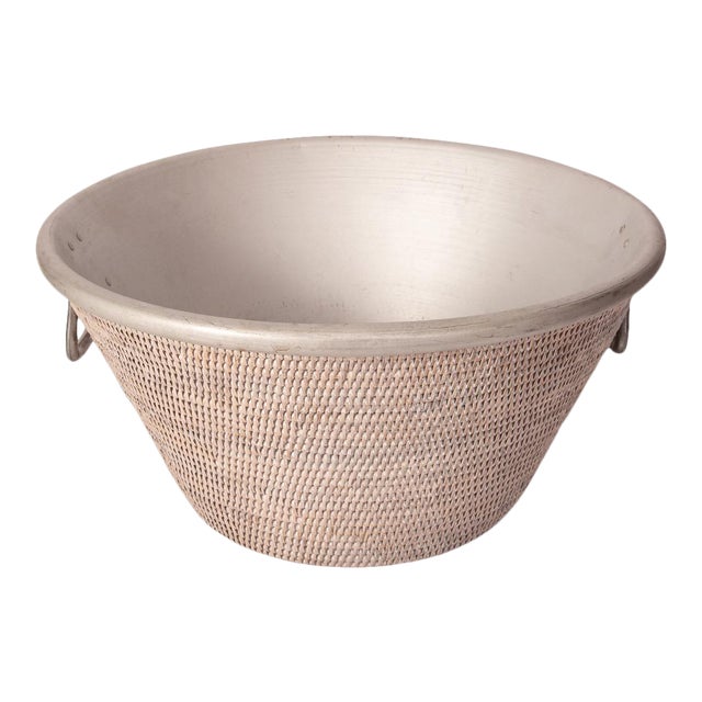 Artifacts Rattan Aluminum Ice Tub in White Wash For Sale