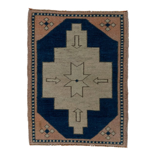 Turkish Mini Rug Oriental Hand Knotted Vintage Rug 1'10" x 2'5" #20619 For Sale