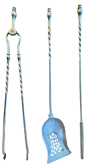 Antique English Polished Steel Fire Tools, 1840s, Set of 3