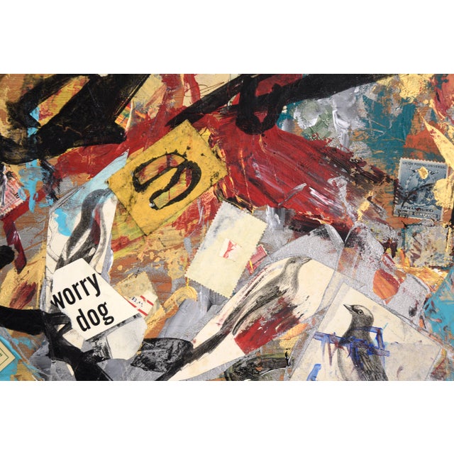 2000 - 2009 Assemblage #3 (Stamps, Glass Slide, and Gold Paint) by Michael Pauker For Sale - Image 5 of 9