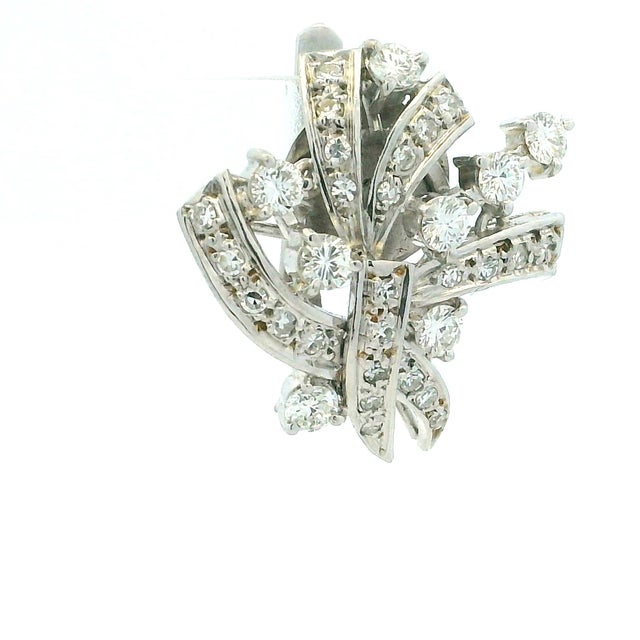 Art Deco Platinum and 3.00 Carat Diamond Spray Earrings, Pair For Sale - Image 11 of 13