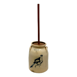 Rare Antique American Blue Bird Decorated 4 Gallon Stoneware Butter Churn by J. A. & C. W. Underwood Co. Fort Edward N. Y. Circa 1867