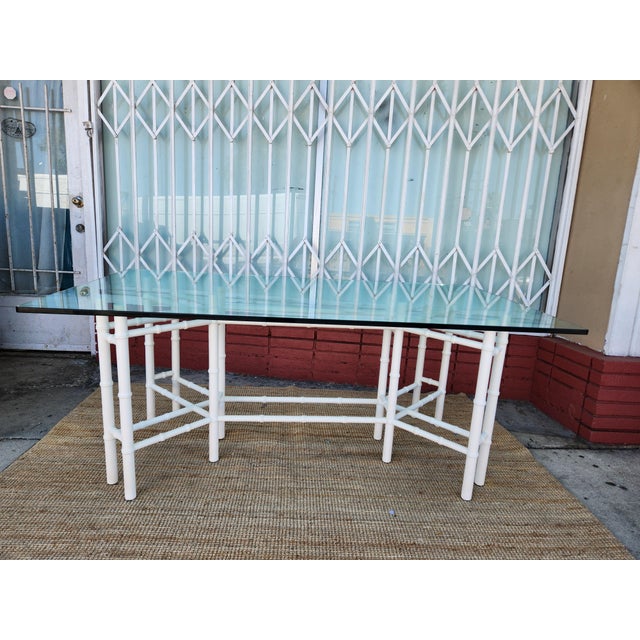 Hollywood Regency 1970's Vintage Bamboo Style Wood Dining Table For Sale - Image 3 of 3