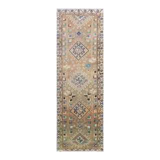 Vintage North West Persian Natural Color Hand Knotted Runner Rug For Sale