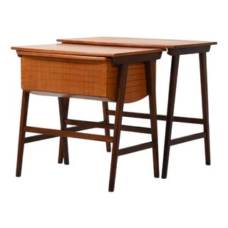 Scandinavian Nesting Coffee Tables with Wool Storage, 1960s, Set of 2 For Sale