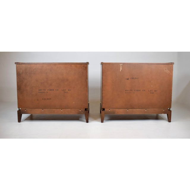 1960's Walnut Banded Commodes Chests of Drawers, Pair For Sale - Image 10 of 12
