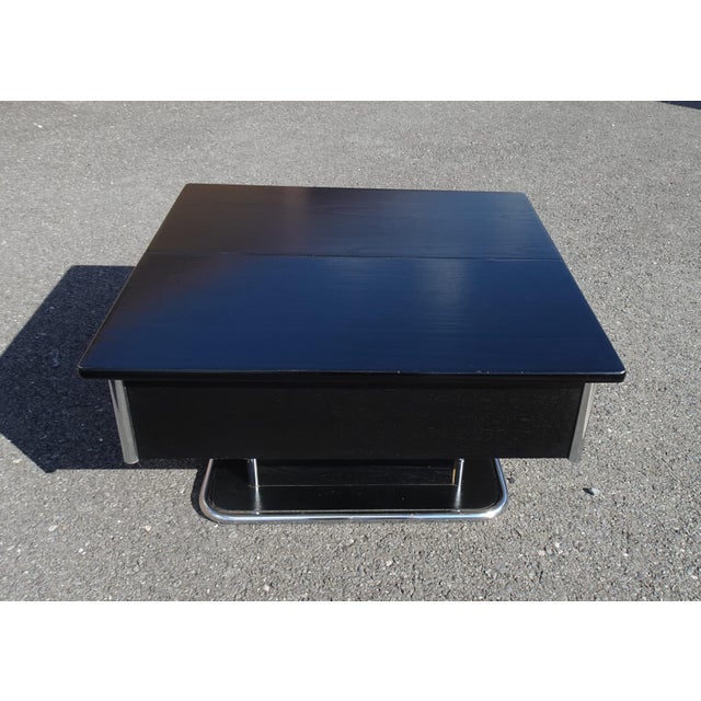 Vintage Italian Chrome and Black Ebonised Wooden Coffee Table with Hidden Bar, 1970s For Sale - Image 16 of 18