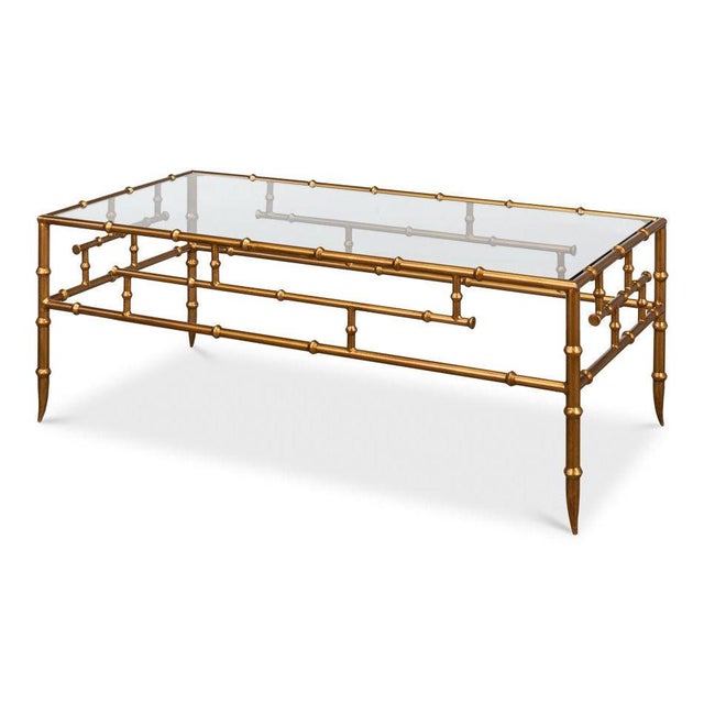 2020s Faux Bamboo Metal Coffee Table by Sarreid LTD For Sale - Image 5 of 11