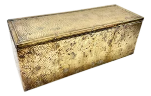 Vintage Hammered Brass Repoussé Box – Hollywood Regency Decorative Box – Coffee Table Storage