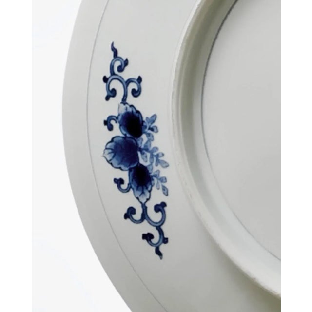 Blue Vintage Large Chinoiserie Japanese Arita Ware White and Blue Porcelain Charger / Wall Plate Rickshaw Japan For Sale - Image 8 of 12