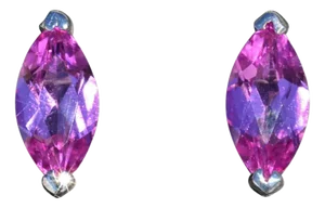 Ladies 14K White Gold Marquise Shaped Pink Topaz Stud Earrings, 2 Pieces