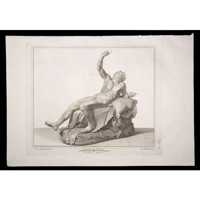 Hercules, ancient roman statue, from the series "antiquities of herculaneum", is an original etching on paper realized by...