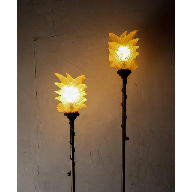 Brass Pair of Art Deco Styled Floor Lamps by Carlos De Anda For Sale - Image 8 of 10