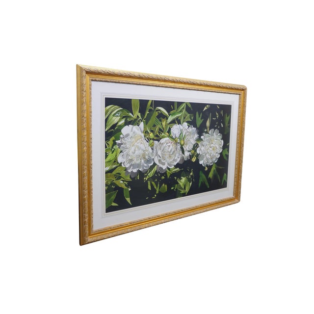 Realism Deborah Rubin "Peonies" Floral Botanical Still Life Watercolor Painting 50" For Sale - Image 3 of 10