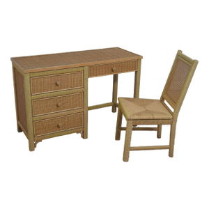 Lexington Henry Link Woven Wicker Writing Desk & Chair