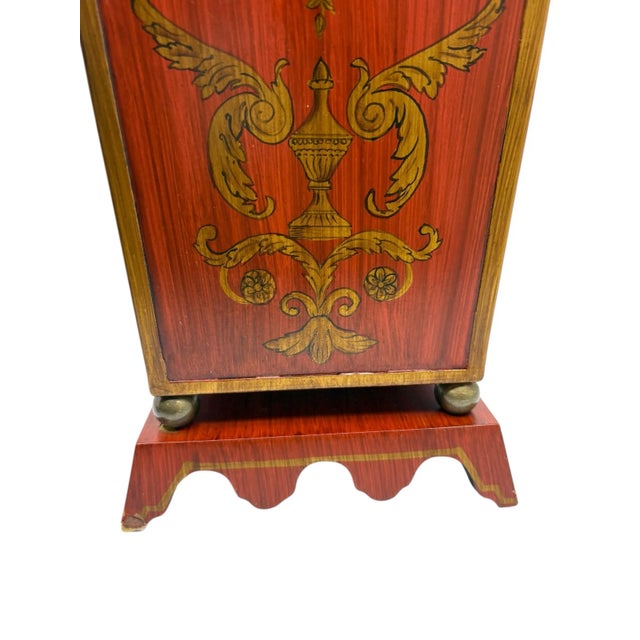 Maitland - Smith Maitland-Smith Style Red Toile Scalloped Metal Wastebasket For Sale - Image 4 of 12