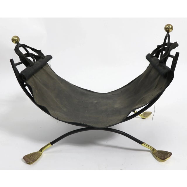 Golf Theme Fireplace Tool Set and Log Holder For Sale - Image 4 of 13