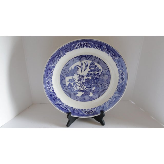 Mid 20th Century Spode Style Blue and White Ceramic Charger Plate For Sale - Image 9 of 9